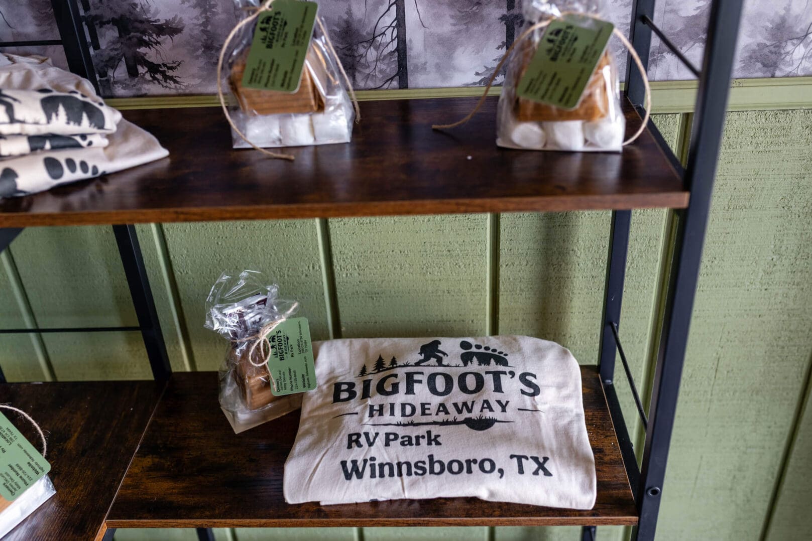 Bigfoot's Hideaway souvenir bag on shelf