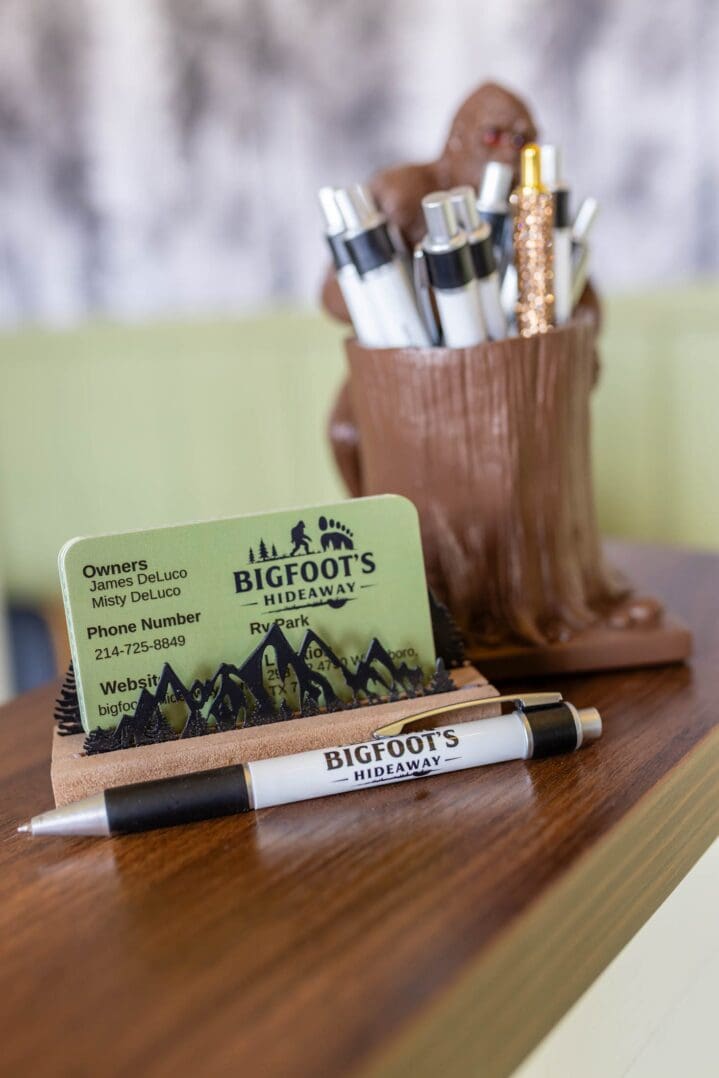 Bigfoot's Hideaway pen and business cards